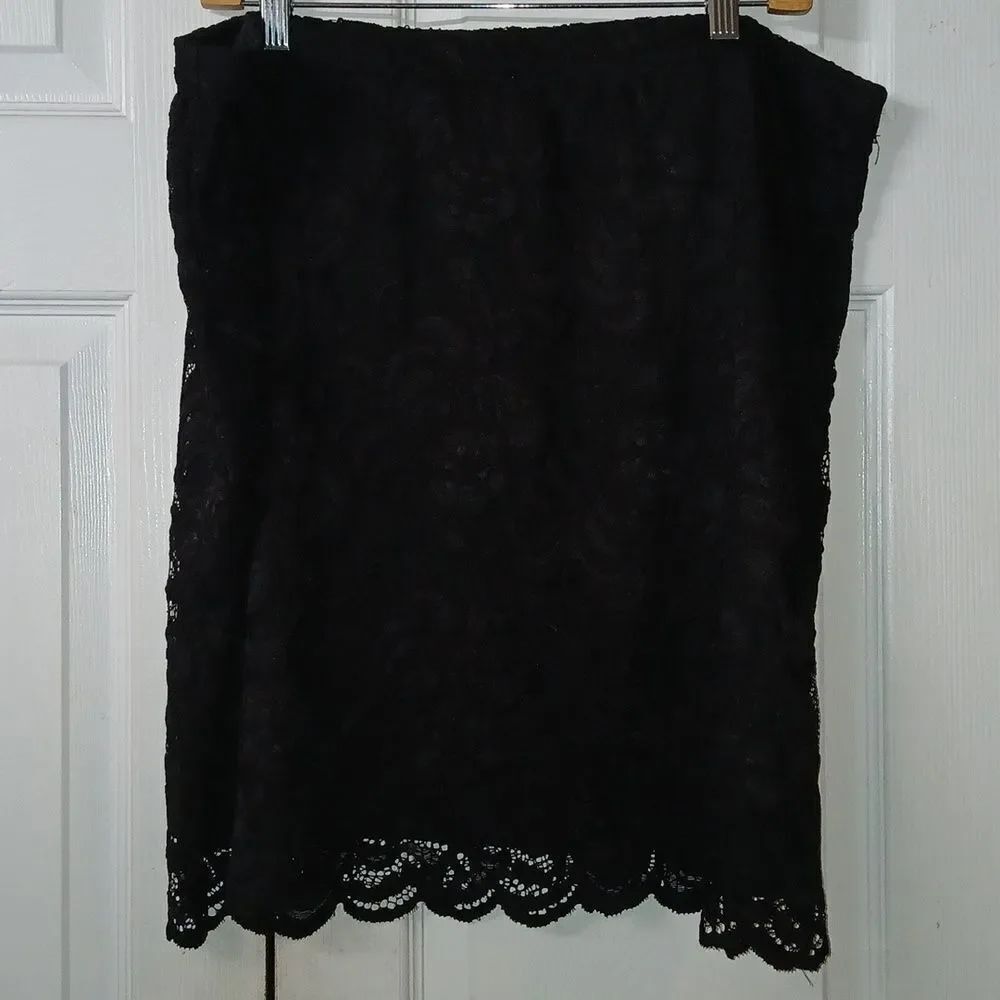 Ambiance black lace elastic waist holiday party skirt Sz 3X NWOT